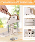 3 In 1 Button Maker Kit With Ergonomic Arc Handle For 25mm, 32mm, And 58mm Badges shown with handle detail