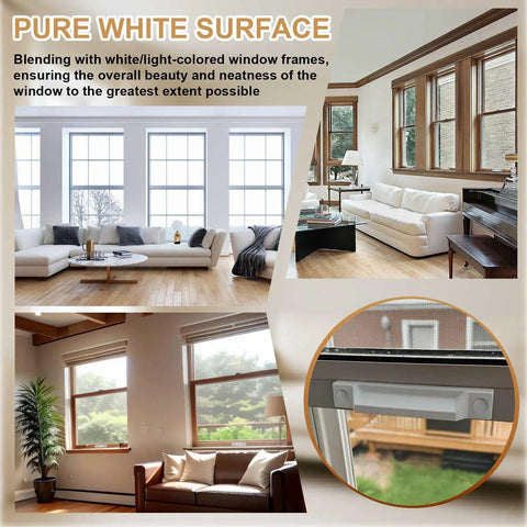No Fuss 4 Pack Window Sash Lift Handles For Double Hung Frames Heavy Duty Die Cast Zinc Construction Smooth Everyday Grip White Replacement Hardware 3-5/16 Inch Kit showcased in a modern living room.