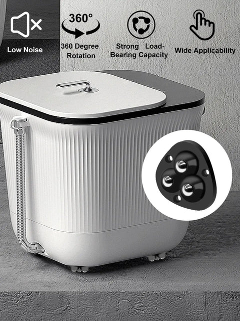 12 Pack Mini Appliance Caster Wheels With 360 Degree Rotation Self Adhesive Swivel Casters installed on white storage bin