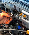 Magnetic Helping Hands Soldering Station With Stable Base And Four Handy Flexible Arms in use for auto electronics repair