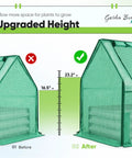 Comparison of Raised Garden Bed With Cover And Greenhouse Kit, showcasing upgraded height from 16.5 inches to 23.2 inches.