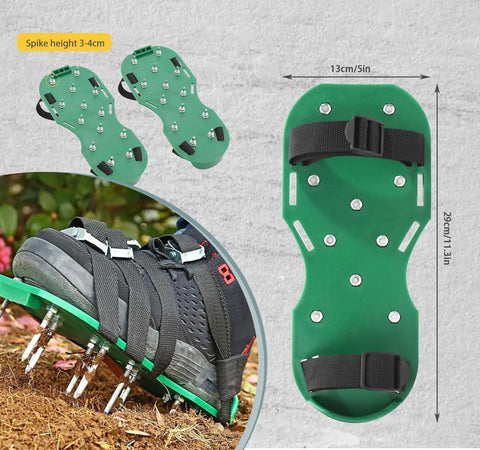 Self Leveling Concrete Tool Kit With Floor Roller And 68 Inch Extension Pole; green shoe aerator with metal spikes and straps