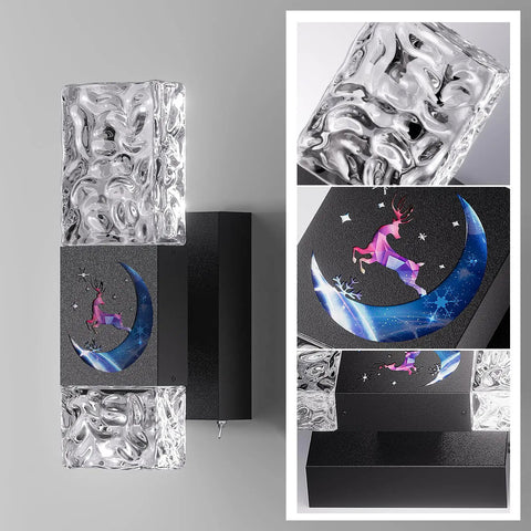Rechargeable Wireless Wall Sconce With Remote Control And 10000mAh Battery, Sleek Dimmable LED Wall Light With Crystal Ripple Shade