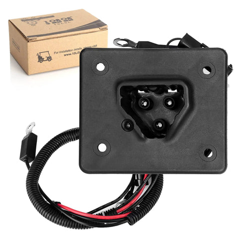 Premium 48V Delta Q Charger Receptacle Socket for Electric Golf Cart with black casing and wiring harness components.