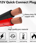 Heavy Duty 12 Awg Quick Disconnect Power Wire Harness Bulletproof Polarized 2 Pin Pure Copper Plug Built Tight showing copper wires with PVC insulation.