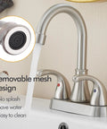 Lead Free Brushed Nickel 4 Inch Two Handle Bathroom Sink Faucet With Pop Up Drain And Flexible Supply Lines Built To Last Durable Stainless Steel ADA Compliant Easy Install Perfect For Any Vanity