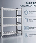Heavy Duty Stainless Steel Shelving Unit Top Notch Metal Storage Rack Rock Solid Heavy Hitter For Kitchen Pantry Garage Industrial Load Holding Organizer Shelf 47 X 24 X 59 Inch with rust-resistant design and adjustable feet.