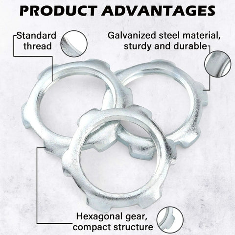 Bulk 50 Pack Galvanized Steel Rigid Conduit Lock Nuts for IMC and Electrical Conduit Fittings Three Quarters Inch Sealing