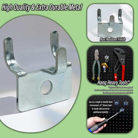 Pegboard Notch Hook 25 Pack Must Have Picture Hanger For Slatwall And Peg Wall Chrome Zinc Finish 1 1/8 Inch Long By 1 1/4 Inch High