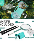 Badminton Set With Net And Portable Storage Box Includes Four Rackets And Four Shuttlecocks Ideal For Backyard Bash And Outdoor Yard Games Family Fun Easy Setup And Portable Recreation