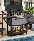 104 Quart Patio Rolling Ice Chest Cooler Cart with Wheels for Outdoor Parties and Backyard BBQs near poolside with drinks