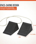 Two Pack Compact Wheel Chocks Solid Rubber For Small Vehicles And Trailers With Firm Grip And Durable Construction Black