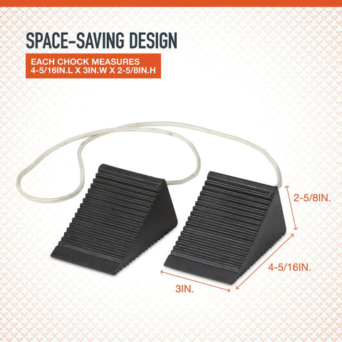 Two Pack Compact Wheel Chocks Solid Rubber For Small Vehicles And Trailers With Firm Grip And Durable Construction Black