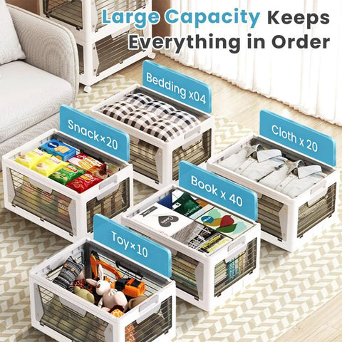 Crystal Clear Stackable Storage Bins With Secure Snap Cover Lids Collapsible Plastic Closet Organizers Reusable Fold Down Design Hella Durable Dorm Room And Pantry Essentials 3 Pack Premium Solution For Quick Home Makeovers
