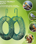 Two Pack Peanut Bird Feeder Set Round Metal Hanging Wreath Style Feeder With Built In Hook For Outdoor Birds And Squirrels