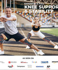 Athletes wearing 2-Pack Compression Knee Sleeve For Running And All-Day Support in outdoor exercise, breathable nylon-latex blend