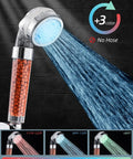 Southwestern Brushed Three Setting Shower Head With Chrome Finish Three Spray Modes, no hose included, color-changing LED