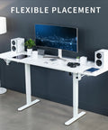 White Clamp On Desk Extender For A Sweet Home Office Upgrade Foldable Desktop Shelf Heavy Duty Mount, 24 inch shelf with setup for speakers.