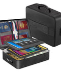 Fireproof Document Box With 5200F Heat Resistance, Aluminum Foil Fire Retardant Lining, Lockable Safe Organizer showing open compartments