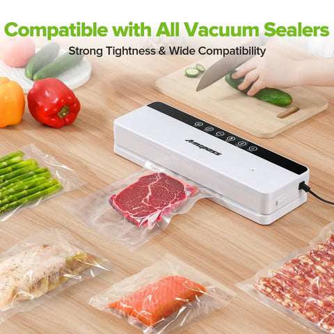 Heavy Duty Vacuum Sealer Bags For Food Storage 7 Pack In 8x20 11x20 And 6x20 Rolls BPA Free Embossed Durable PA And PE Material Built Tough Cut To Size For Meal Prep Sous Vide Freezer Safe Leak Proof And Puncture Resistant used with vacuum sealer and various foods