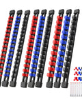 Nine Piece Socket Organizer Set Pro Grade Heavy Duty ABS Rail With End Caps For Easy Clip Adjustment Fits Most Brands