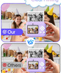 Comparison of 12 Roll Kids Camera Paper Roll Refills Two Point Two Inch By 20 Foot Thermal Paper with competitor prints.