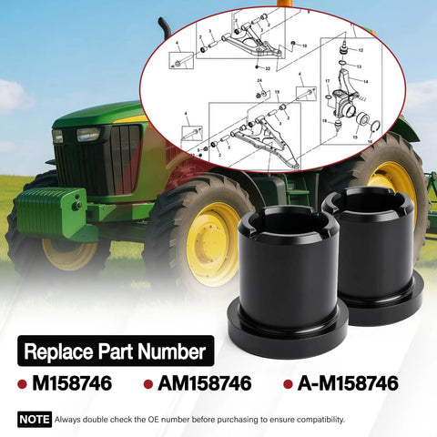 Kick The Dust With These Heavy Duty 12 Pc Suspension Bushings Upper Lower A Arm Isolators Fit John Deere Gator Xuv part numbers M158746 and AM158746 close-up.