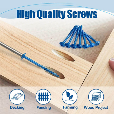 Exterior Pocket Hole Screws 8 By 1-1/4 Inch Coarse Thread Square Drive Washer Head Blue Coated Wood Screws 300 Count in use