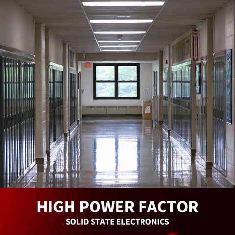 FireHorse 7 Emergency Ballast Universal Voltage White 500 Initial Lumen Output displayed in hallway lighting.