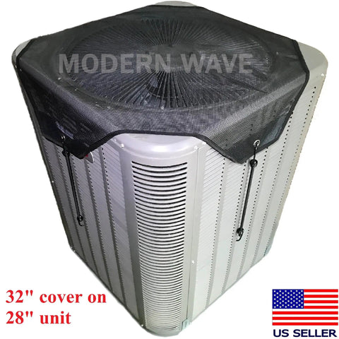 Central Air Conditioner Cover For Outside Units 32 By 32 With Adjustable Bungee Cords And Heavy Duty Mesh Top On AC Unit