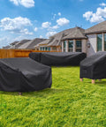 Heavy Duty Waterproof Patio Furniture Covers For Outdoor Sectional Sofa Sets And Table And Chair Sets Fits Up To 6-8 Chairs 108 In L By 82 In W By 28 In H All Weather Protection Year Round covering outdoor furniture on grass