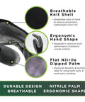 Atlas 370B Nitrile Work Gloves breathable knit shell ergonomic hand shape flat nitrile dipped palm design features
