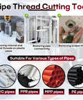 Pipe thread cutting tool for machining threads on PVC, PPR, MPP, and PE pipes for easy DIY plumbing projects.