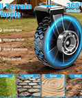 Close-up of all-terrain wheel with 360° rotation, smooth spin, durable design for Foldable Collapsible Wagon Cart With Wheels That Holds Up To 360 Lbs Ready To Roll For Grocery Runs Camping Beach Trips Shopping Garden And Sports Heavy Duty 600D Oxford Fabric With PVC Coating.