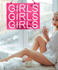 Girls Neon Sign Pink Real Glass Neon Light Wall Decor Lit Up Sign For Bedroom Halloween And Christmas Decor Custom Neon Words For Wall Modern Home Accent