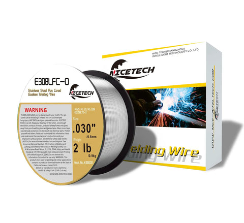 Gasless Flux Core Welding Wire Stainless Steel E308LFC-O 0.030 Inch Diameter 2 Pound Spool Self Shielded For Easy Welds And Slag Removal Silver Pack Ready