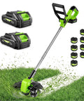 Cordless 21V Weed Wacker And Lawn Edger 9000 RPM Power 12 Inch Cutting Width Auto Line Feed 2x2.0Ah Battery 8 Spools