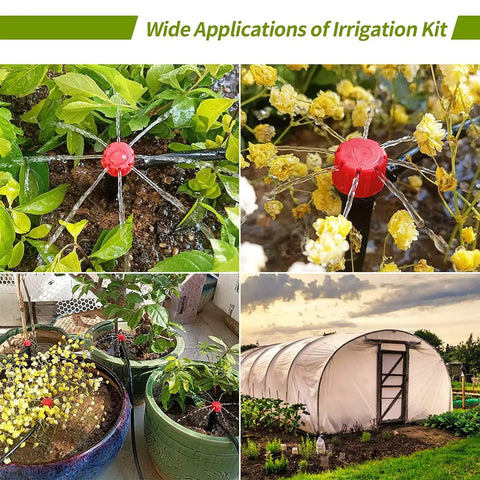 Fifty Pack One Quarter Inch Drip Emitter Set For Garden Irrigation With Adjustable 360 Degree Spray And Eight Hole Flow