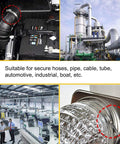 Six-piece adjustable 304 stainless steel worm-drive hose clamp kit (4", 5", 6") for hoses and pipes
