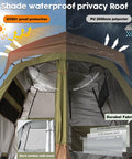 Portable Camping Shower Tent Deluxe Privacy Shelter With Two Rooms And Floor Drain Pop Up demonstrating UV protection and waterproof roof