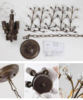 5 Light Branches Crystal Chandelier Vintage Style Ceiling Light Flush Mount assembly parts and details with aged bronze finish.