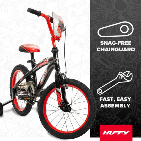 Moto X 16 Inch Boys Bike For Ages 4 To 6 Red And Black Frame Removable Training Wheels Chain Guard For Safety