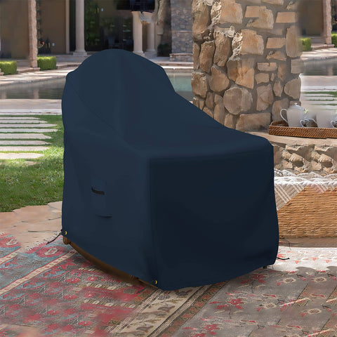 Adirondack Chair Cover Waterproof UV Weatherproof All Season Outdoor Furniture Cover With Air Vent And Drawstrings 34 W x 40 D x 36 H Blue Rugged Durable Tear Resistant on patio