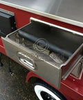Close-up view of storage drawer in 10.5Ft Turnkey Mobile Food Truck And Concession Trailer featuring stainless steel design.