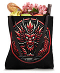 Racing Dragon Boat Festival Tote Bag For Fans And Teams with Bold Water Sport Artwork, showing vivid dragon design on black tote