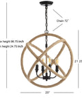 20 Inch Black And Brown 4 Light Iron And Rope Globe Pendant Light With Adjustable Height Totally Coastal Farmhouse Chandelier