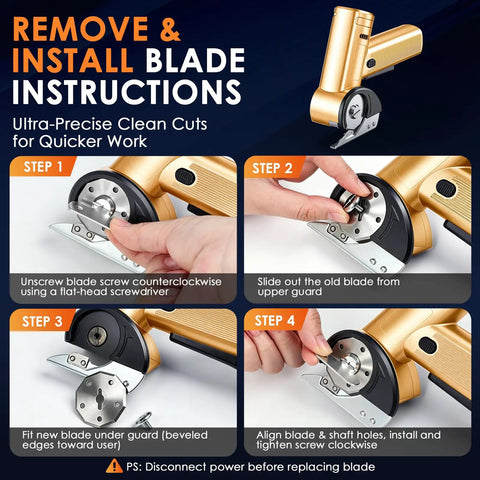 Cordless Electric Scissors With Smart Battery Display And LED Work Light, Rechargeable Box Cutter For Cardboard, 5 Speed Settings For Precise Cuts, Portable No Cord Power Tool For Packaging And Crafts blade replacement steps