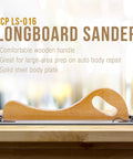 Wooden-Handle Longboard Sander For PSA And Dry Longboard Paper, 16-1/2 By 2-3/4 Inches shown with steel body on table
