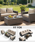 Beige Outdoor Seat Cushion 24 By 24 Inch Waterproof And Fade Resistant Deep Seat And Back Cushion For Patio Furniture Chair Sofa Couch With Handle And Adjustable Straps Slip Resistant shown on patio furniture.