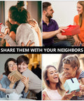 People exchanging gift boxes in various heartwarming settings.